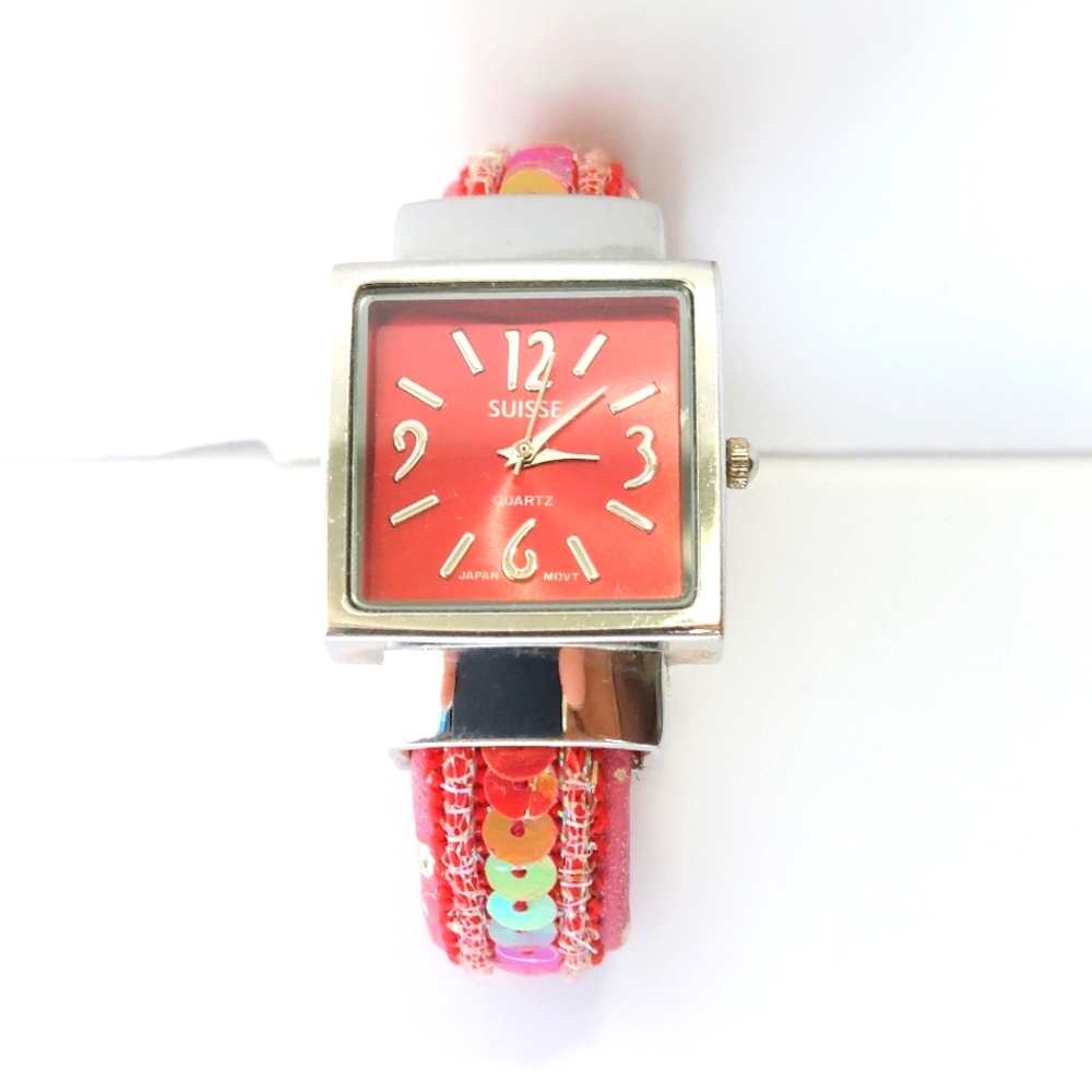 Barbiecore-Inspired Pink Sequins Bangle Watch